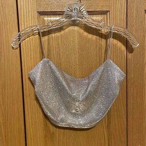 Sparkly light pink crop top